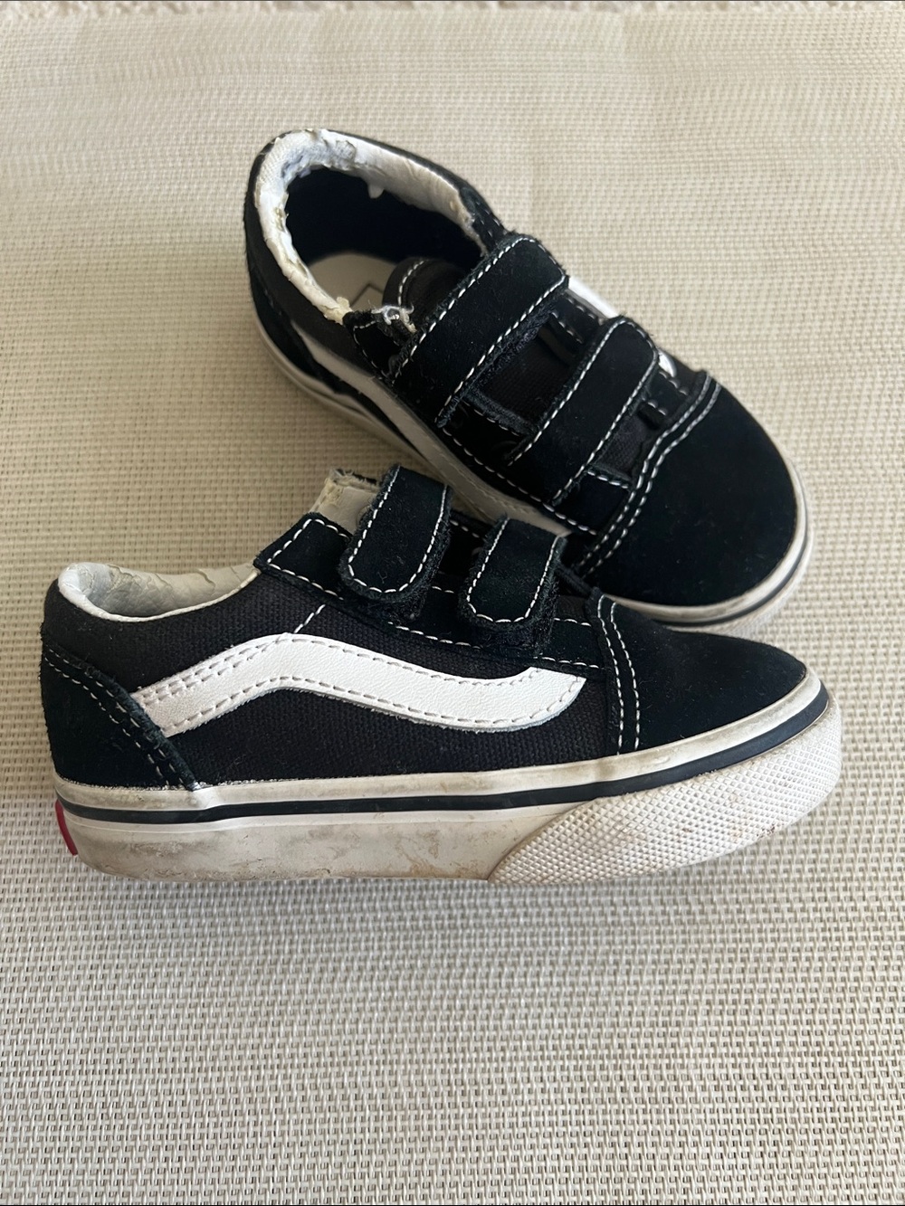 Vans Black & White Toddler Velcro Skate Sneakers